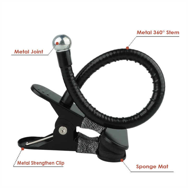 Adjustable clip-on security mirror mount. 360 degree rotation. Easy to install. 