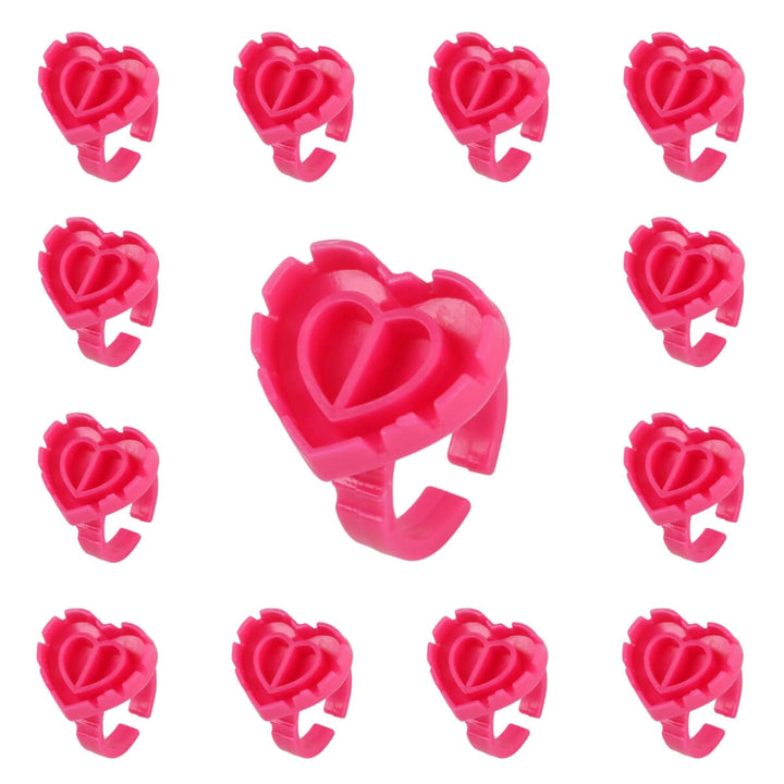 Pink Sweet Heart Glue Rings for Eyelash Extensions | 2-in-1 Design | Disposable Adhesive Holder