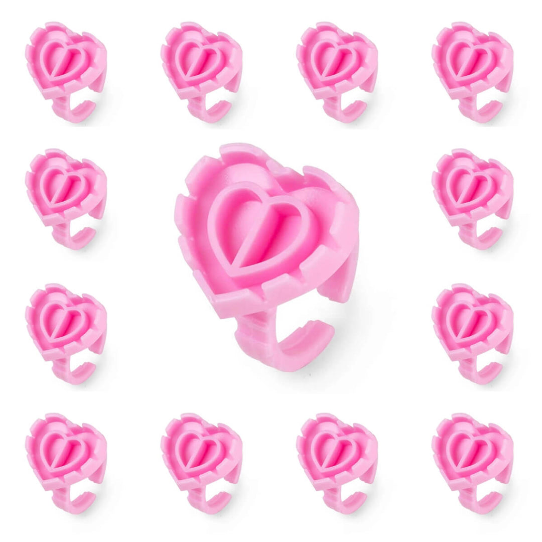 Pink Sweet Heart glue rings, disposable eyelash extension adhesive holder