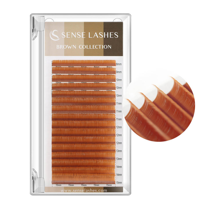 SenseLashes Brown Collection Matte Lashes, Mix tray with lengths from 8-15mm. Eyelash Extensions for salon.