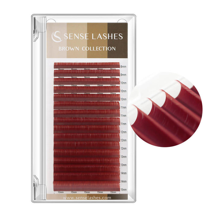 SenseLashes Brown Collection Matte Brown Eyelash Extensions. Mix tray with lengths from 8-15mm. Professional lash products.
