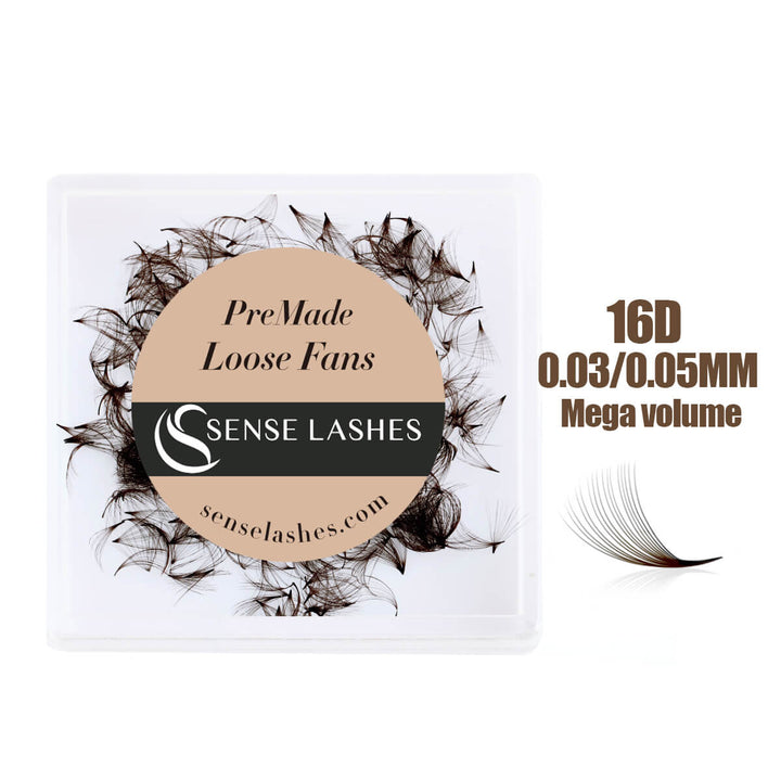 Brown 16D PreMade Loose Fans - 0.05 - 500 Fans by SENSELASHES 