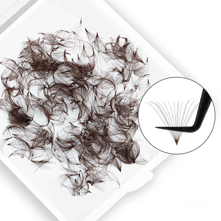 Brown premade fans for eyelash extensions 