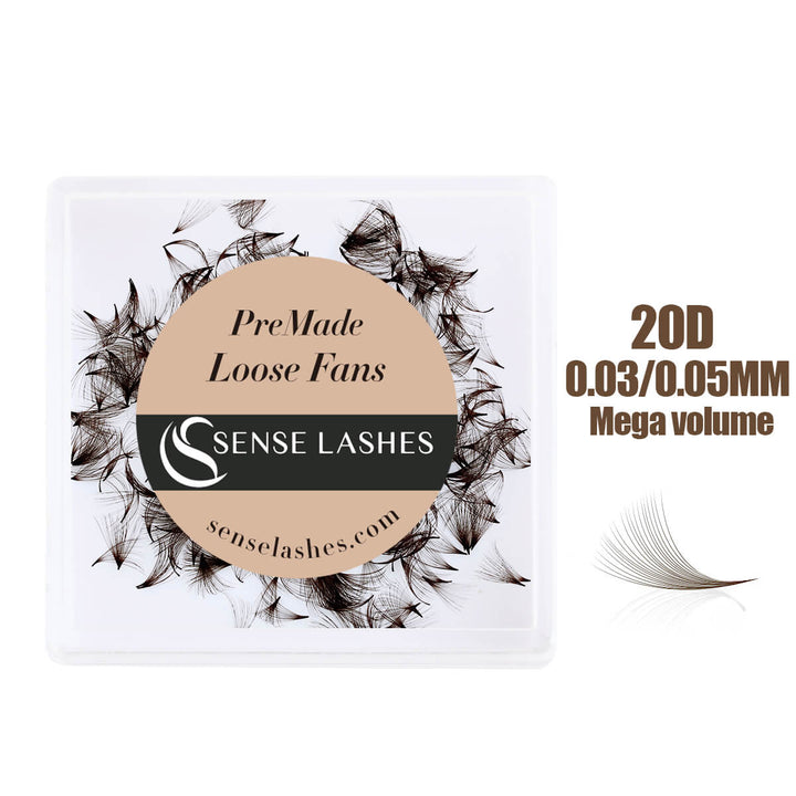 Brown 20D PreMade Loose Fans - 0.05 - 500 Fans - SENSELASHES