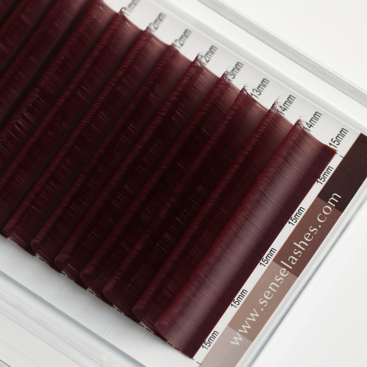 Pestañas marrón mate vino profundo burdeos