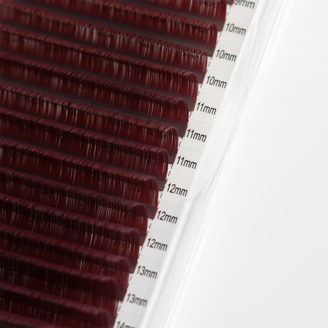 Pestañas marrón mate vino profundo burdeos