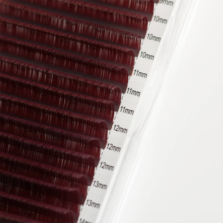 Pestañas marrón mate vino profundo burdeos