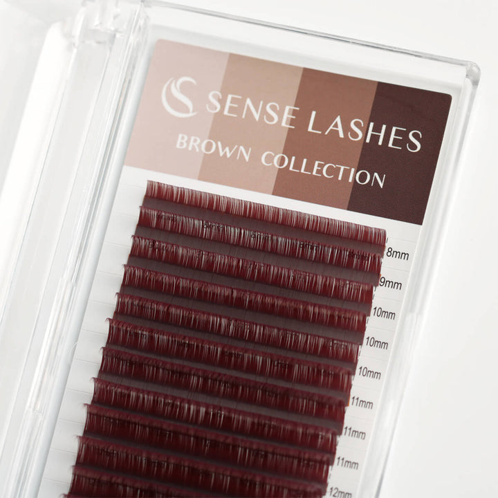 Pestañas marrón mate vino profundo burdeos