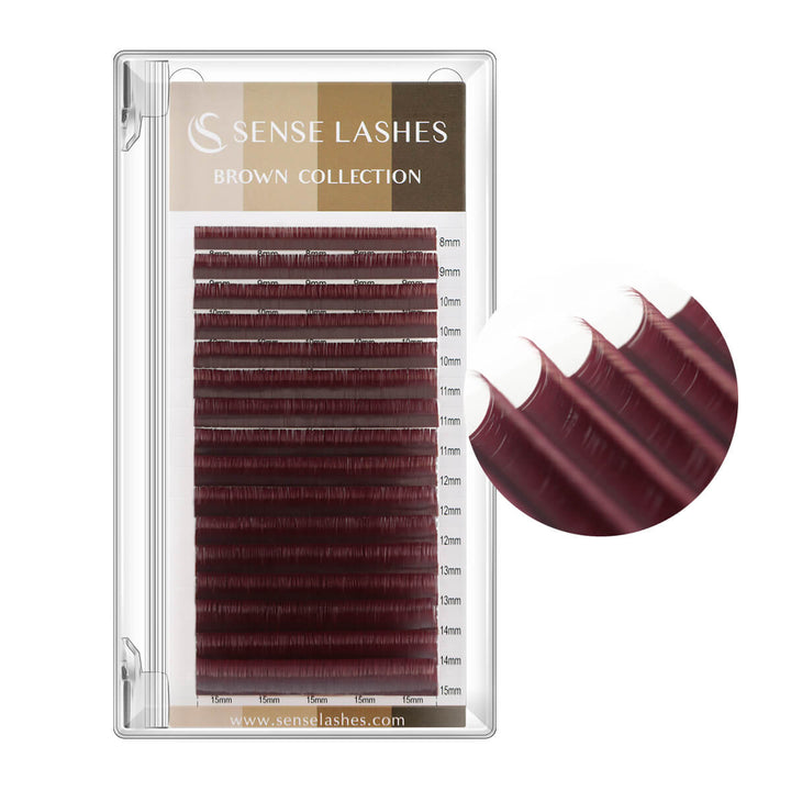 Sense Lashes Brown Collection Matte Eyelash Extensions in Various Lengths, Mix Tray with 8-15mm, Professional lash products