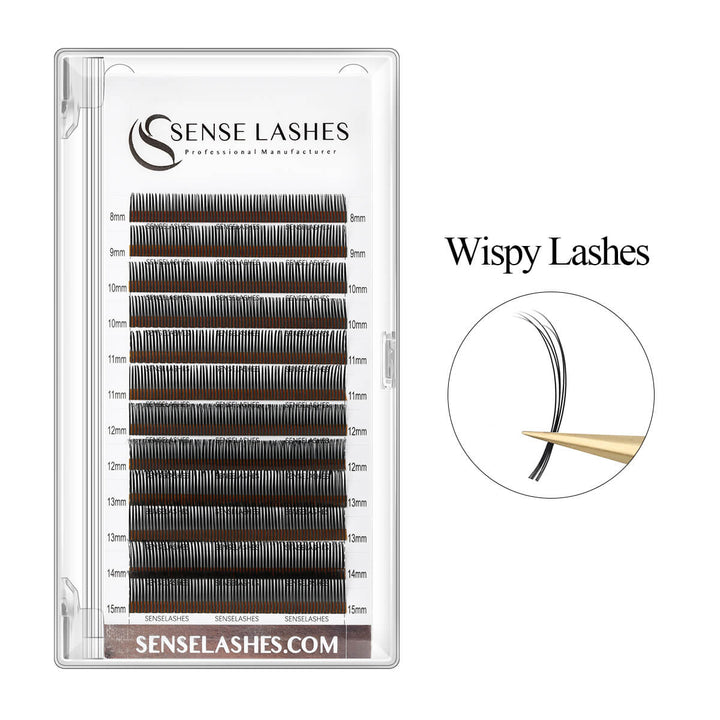 0.07mm Cashmere Wispy Eyelash Extensions by SenseLashes. Professional lash extensions for Kim K and wet lash looks.