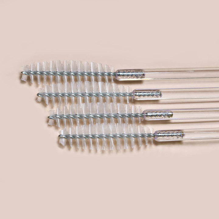 Eyelash extension wands with clear handles, for perfect lash care 