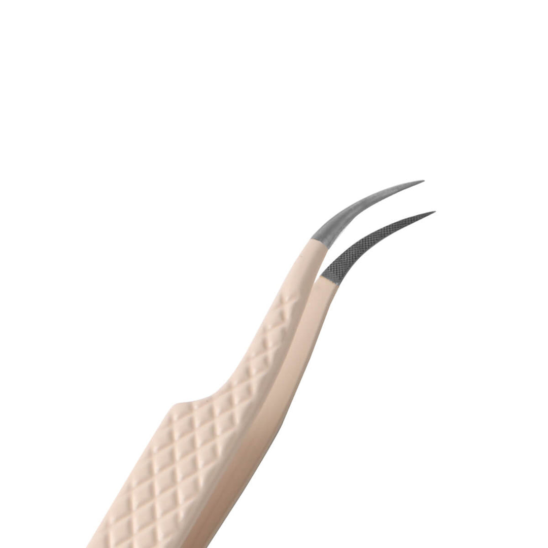 Curved Nude Color Fiber Tweezers For Eyelash Extension