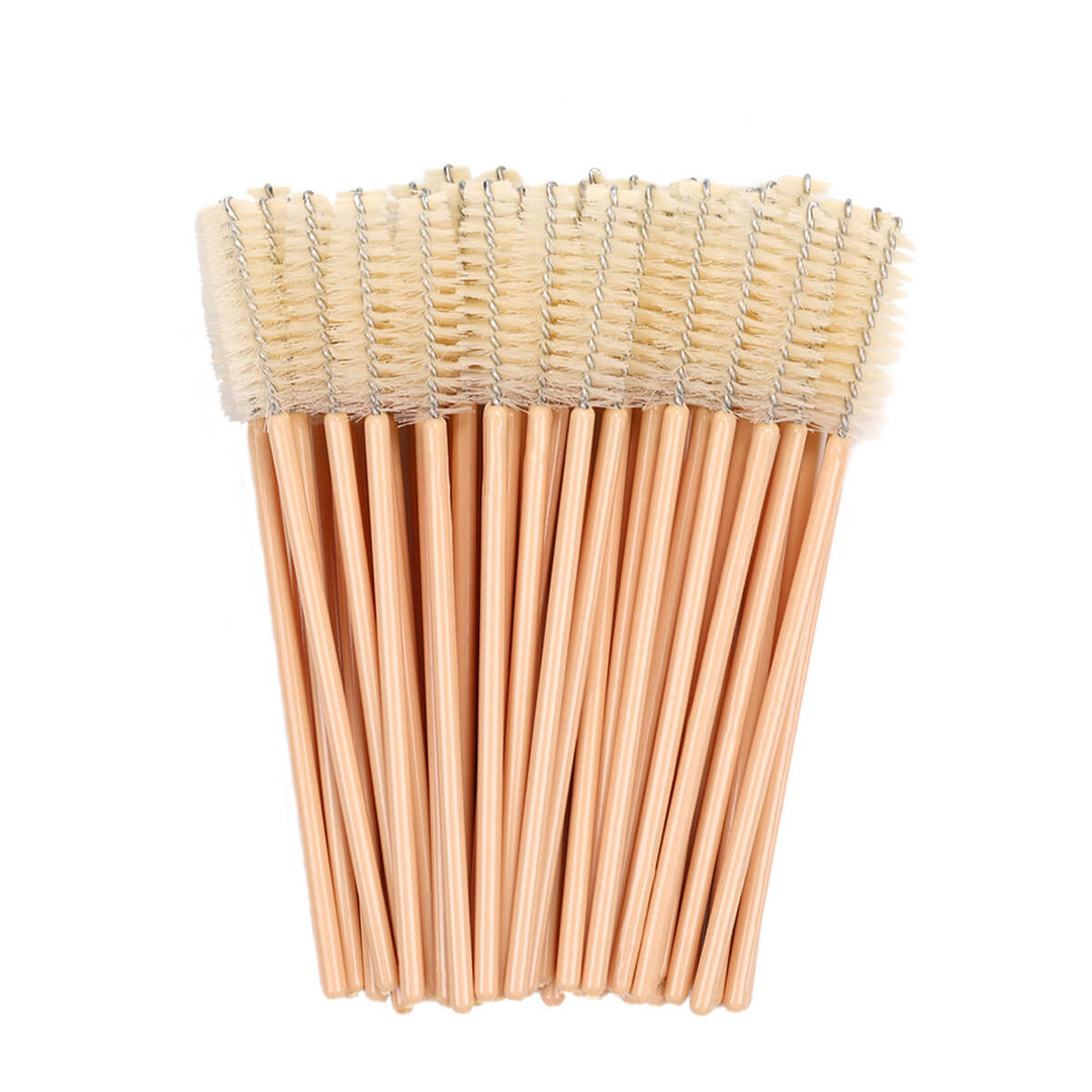 Disposable nude mascara brushes with dense fluffy bristles, 50-piece lash extension wands