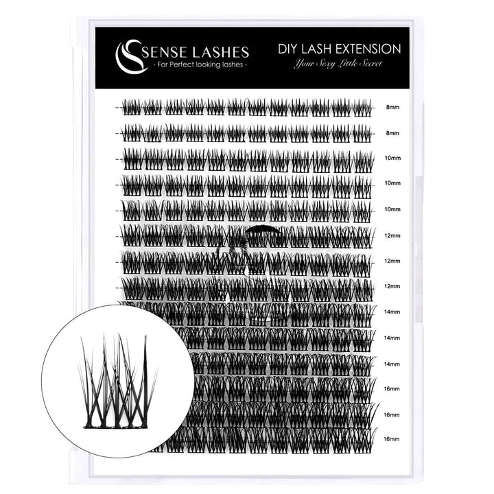 SenseLashes Natural-DIY Individual Clusters Lashes, various lengths. DIY lash extension. 
