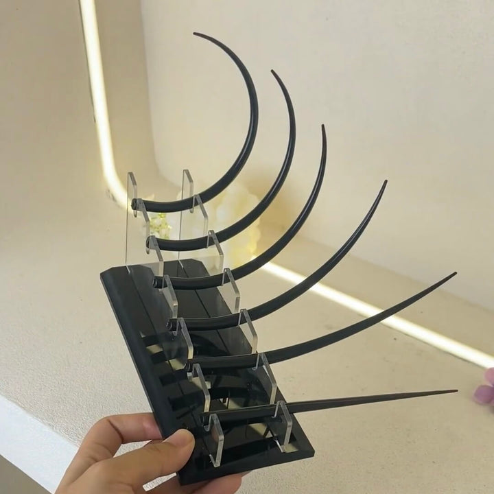 Lash curl display prop showcasing eyelash extension curl styles for training and salon display, ideal for lash artists