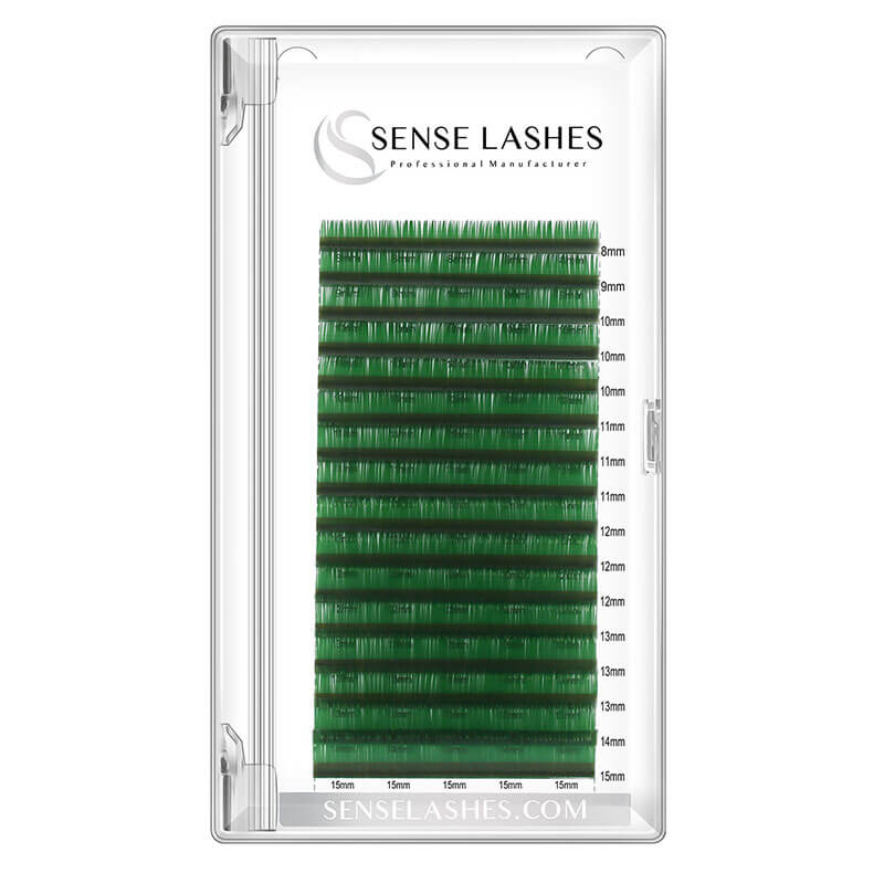 Green Eyelash Extensions by SENSELASHES 0.05mm 