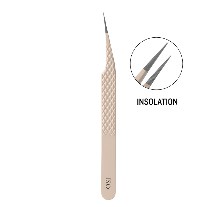 Pince à épiler en fibre couleur nude Insolation pour extension de cils