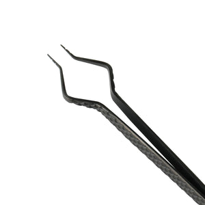 ISO PRO lash isolation tweezer with textured grip and angular tips for precise lash extension application.