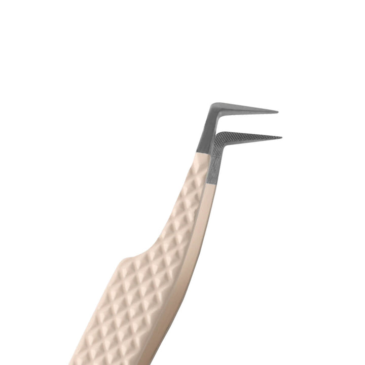 L Shape Nude Color Fiber Tweezers For Eyelash Extension