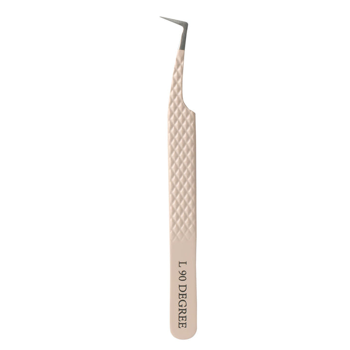L Shape Nude Color Fiber Tweezers For Eyelash Extension