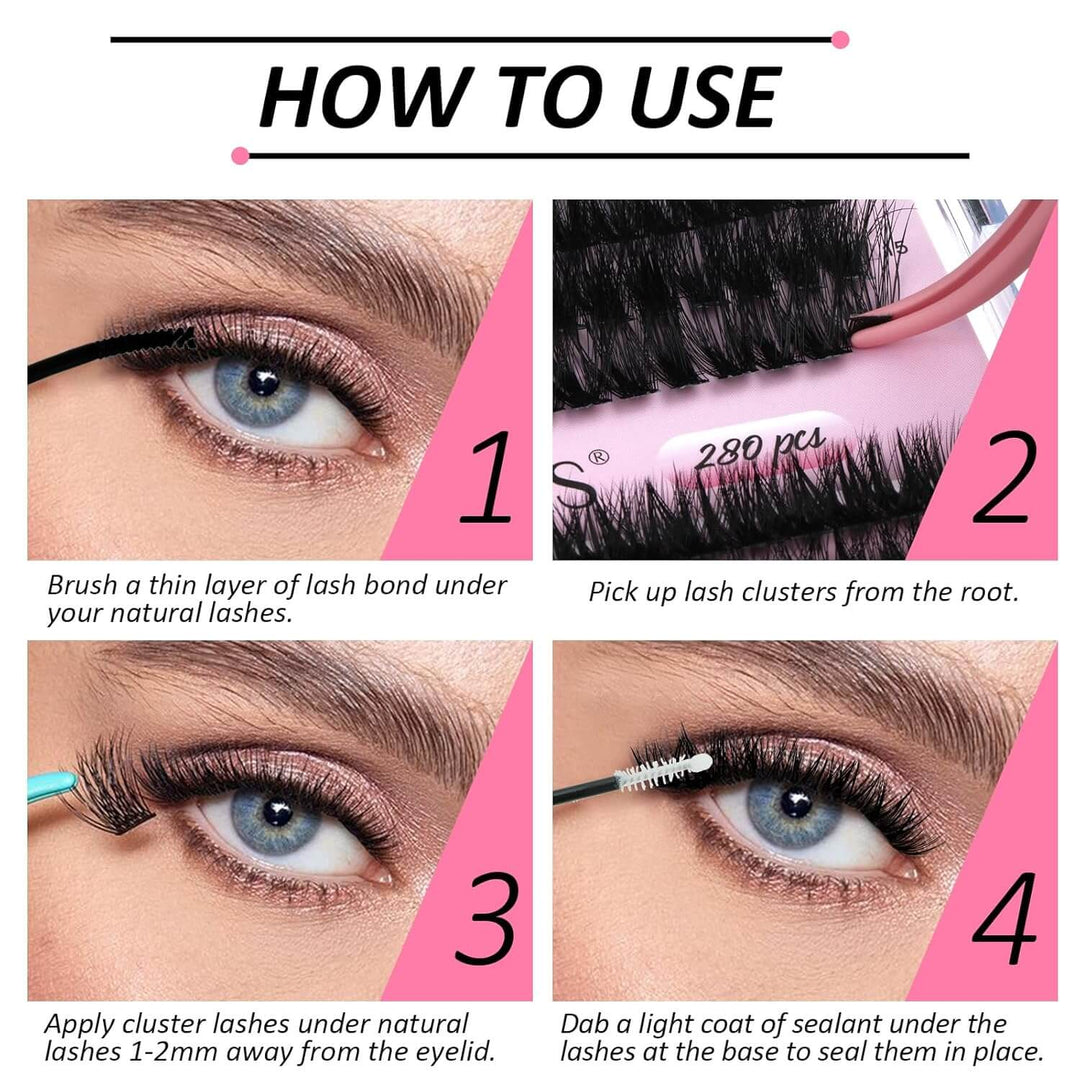 DIY Lash Clusters Kit Application Guide - Steps 1 to 4