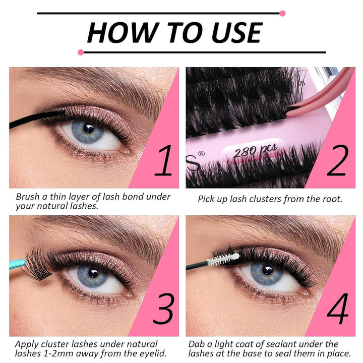 DIY Lash Clusters Kit Application Guide - Steps 1 to 4