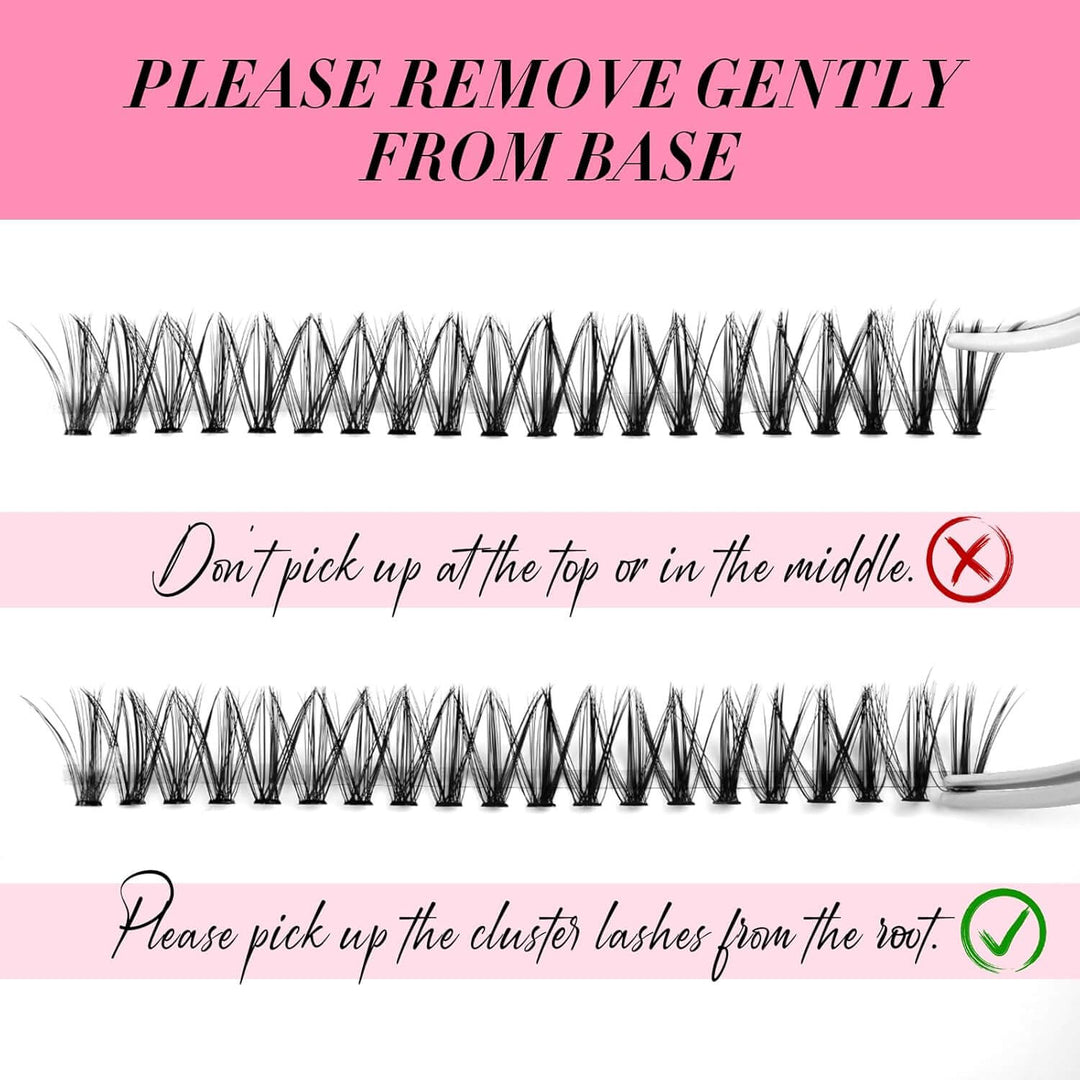 How to apply lash clusters: Remove from base, not top. SENSELASHES