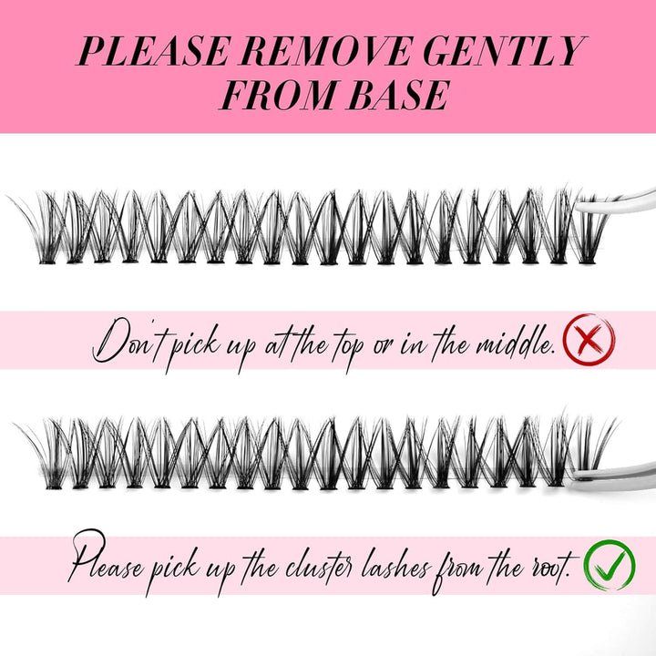 How to apply lash clusters: Remove from base, not top. SENSELASHES