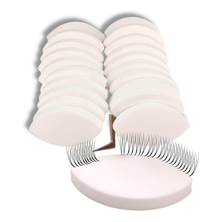 Lash extension practice sponge with attached lashes, for training and practice