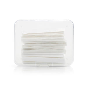 White lash lift paper compensator strips in clear plastic case