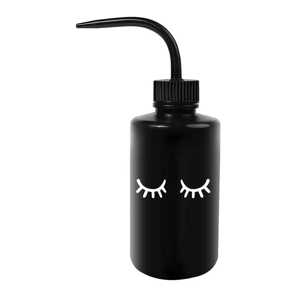 Black 250ml PE rinse wash bottle, angled stem, ideal for lash extension supplies and labware cleaning.