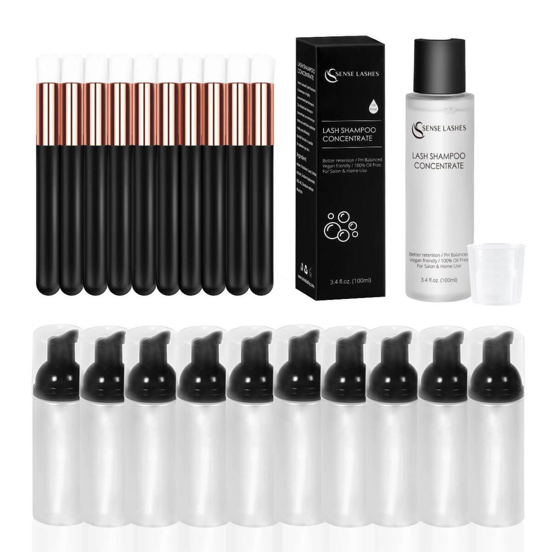 SenseLashes Lash Shampoo Concentrate Kit: Shampoo concentrate, bottles, brushes 