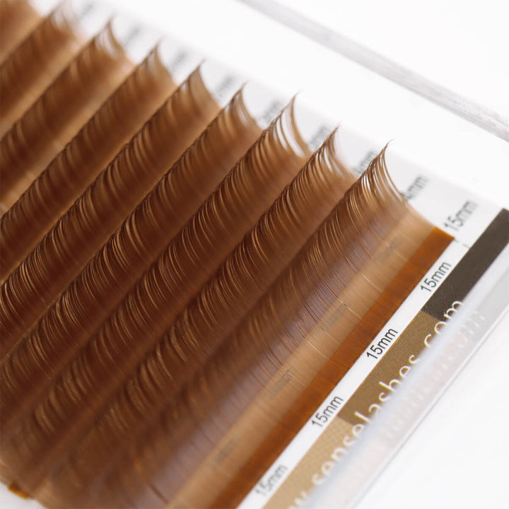 0,07 mm hellbraune Volumen-Wimpernverlängerung