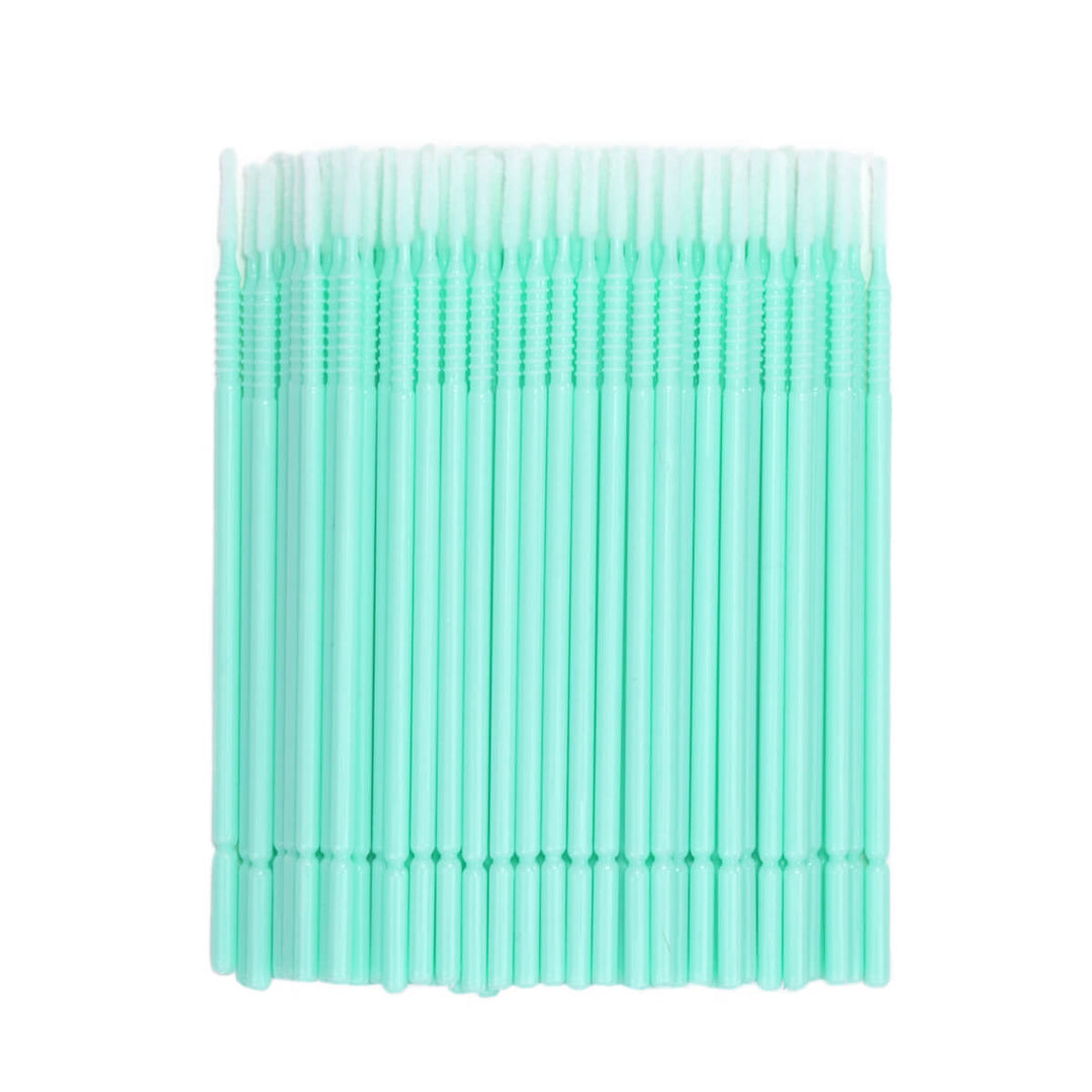 Mint green long tip micro brushes, 100-pack lash applicators