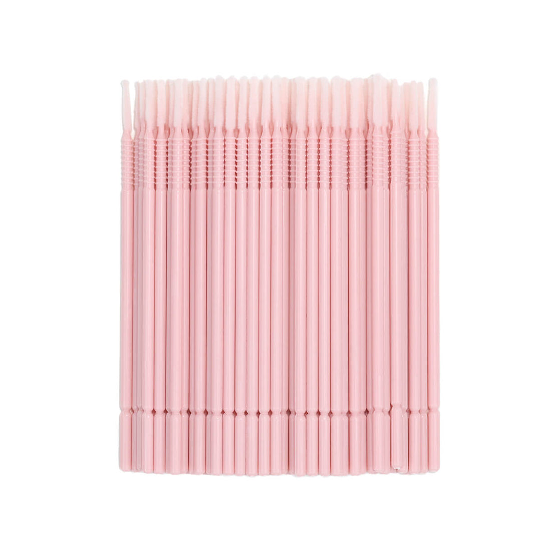 Pink long tip micro brushes pack for lash primer and extension cleaning