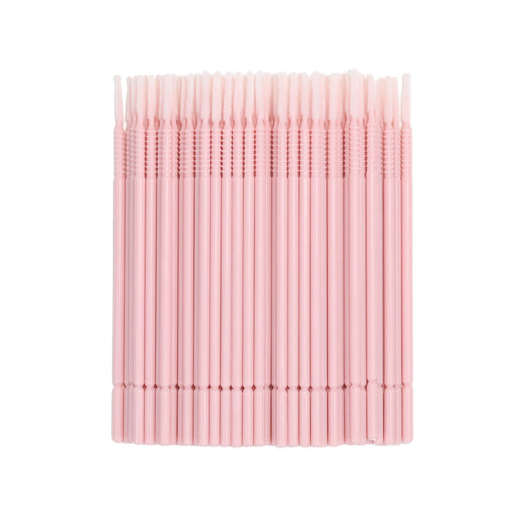 Pink long tip micro brushes pack for lash primer and extension cleaning