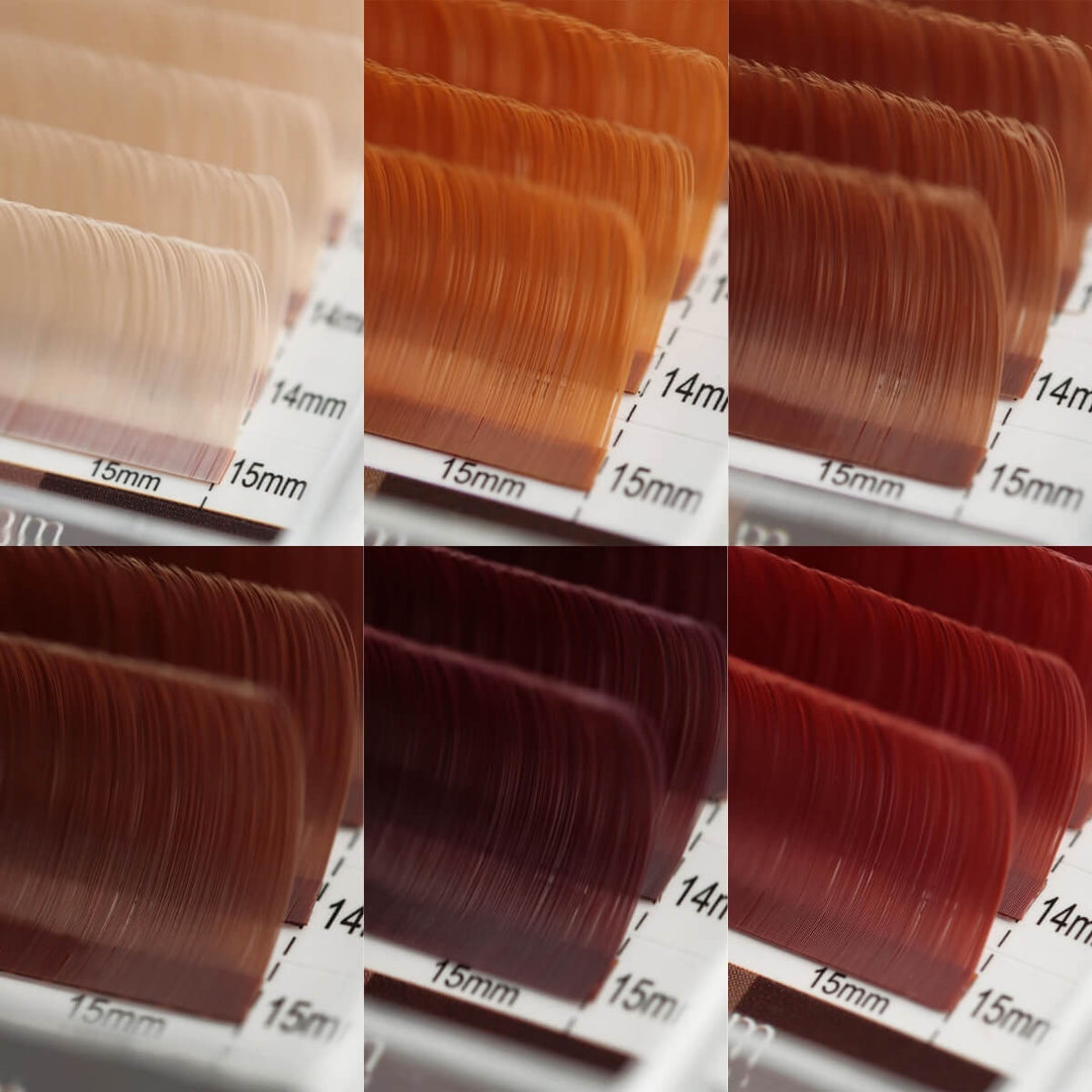 SenseLashes Maillard Collection Brown Eyelash Extensions in Various Shades. Lash extension supplies.