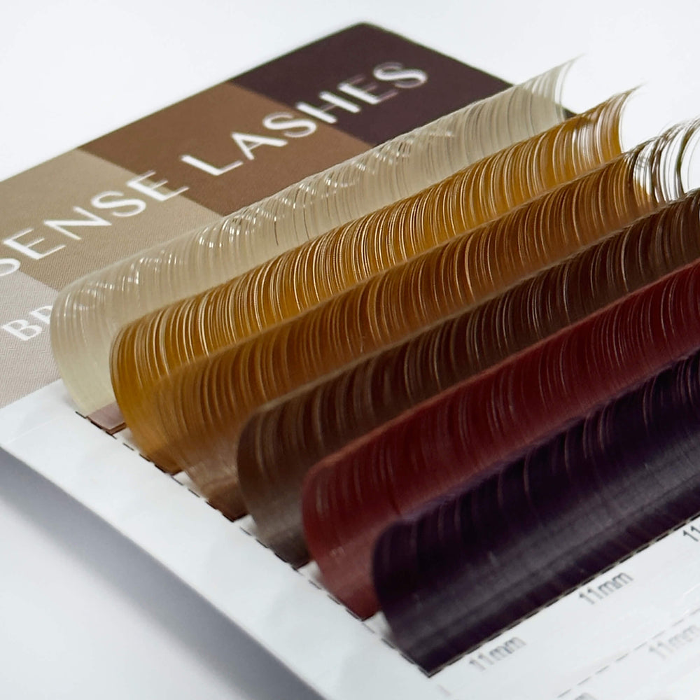Maillard Collection colored eyelash extensions in various brown shades
