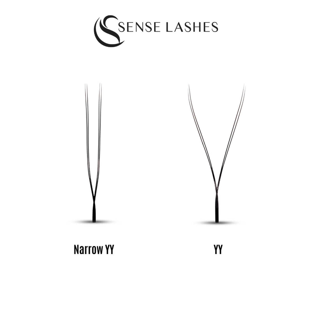 Sense Lashes displays two styles: Narrow YY and YY, showcasing their unique shapes.