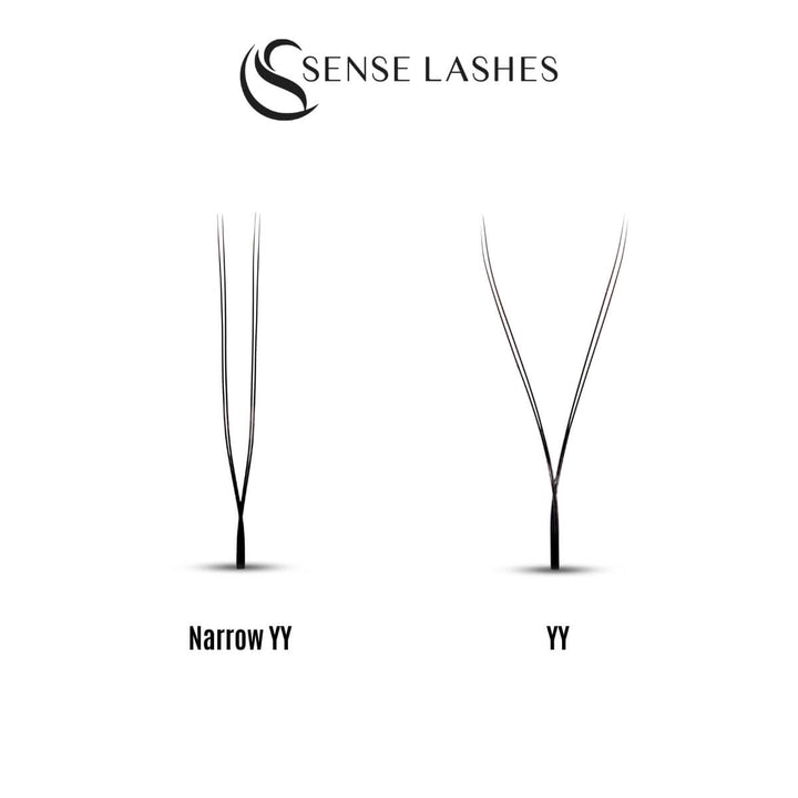 Sense Lashes displays two styles: Narrow YY and YY, showcasing their unique shapes.