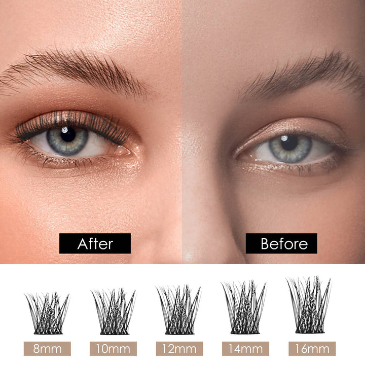 DIY individual cluster lashes before and after, various lengths available. 