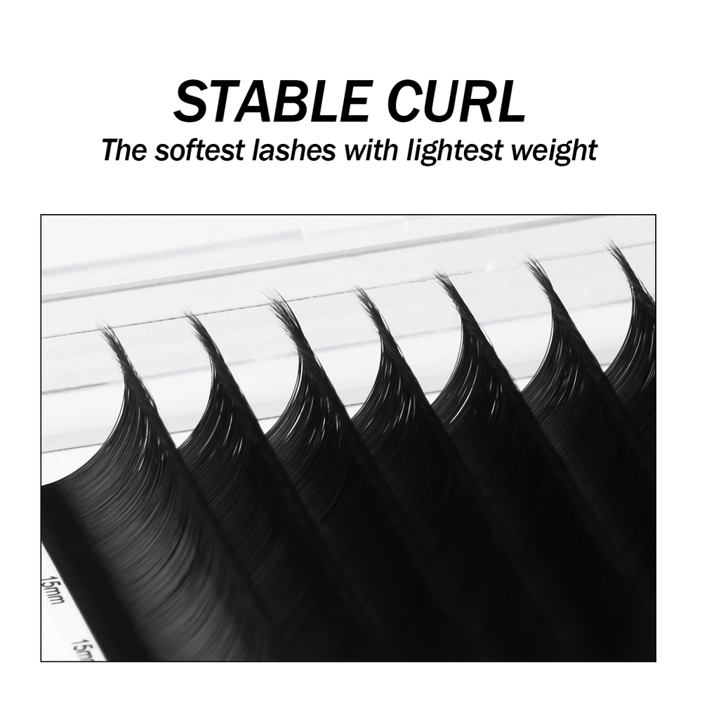 0.15mm Classic Eyelash Extensions with stable curl, black lashes, softest and lightest. Eyelash extension supplies