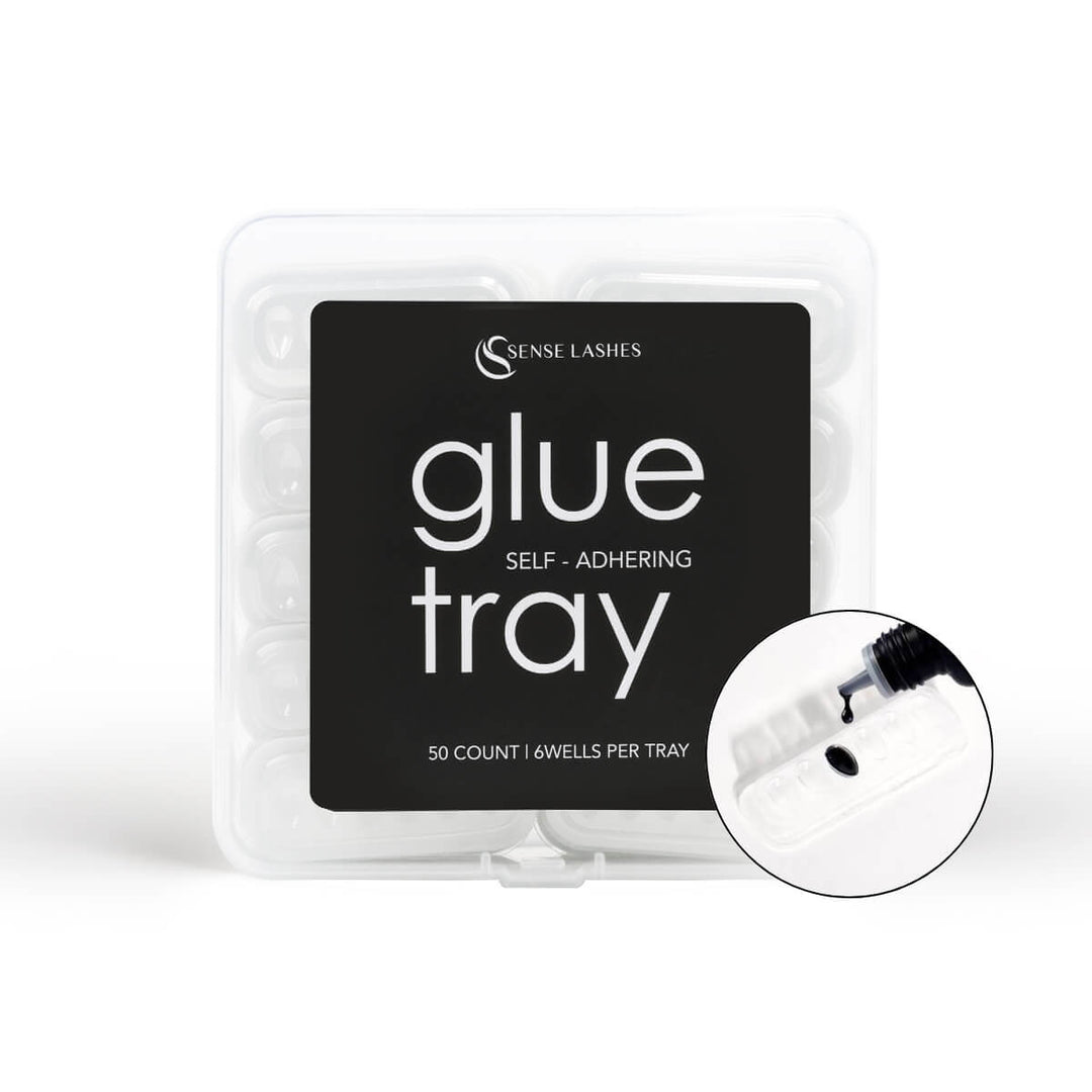 Clear self-adhering glue tray set with 6 wells, 50-count for lash extension adhesive