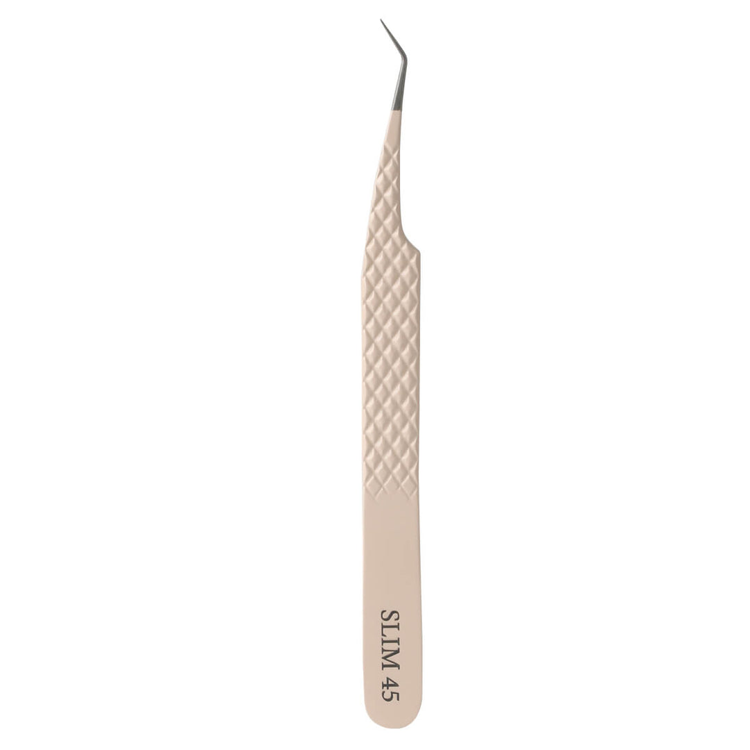 Slim 45° Nude Color Fiber Tweezers For Eyelash Extension