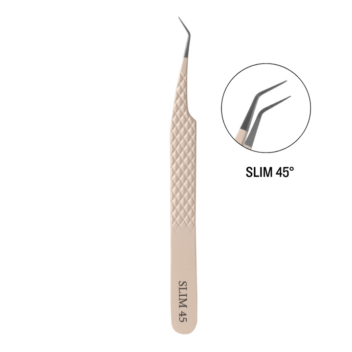 Slim 45° Nude Color Fiber Tweezers For Eyelash Extension