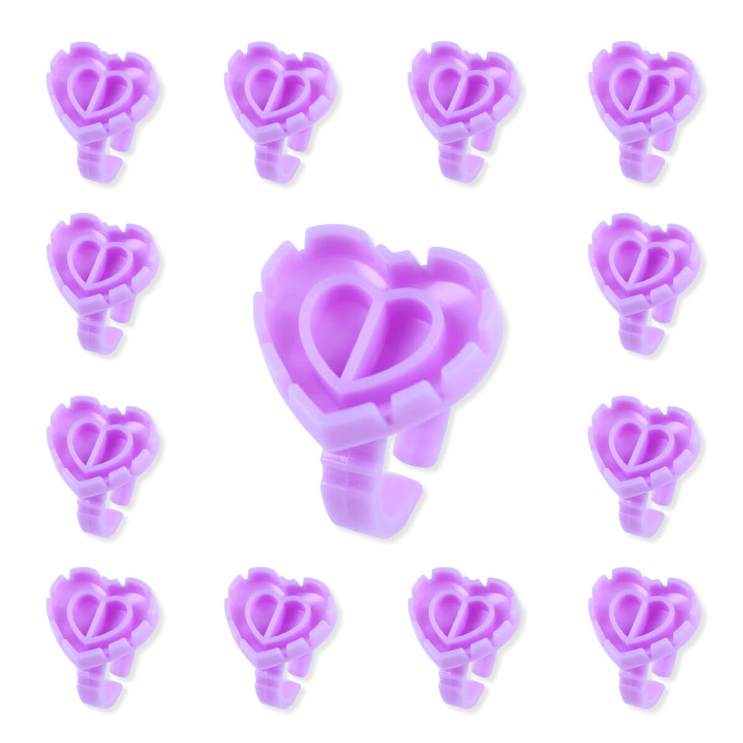 Purple Sweet Heart Glue Cups arranged in a grid, featuring heart designs for decorative use.