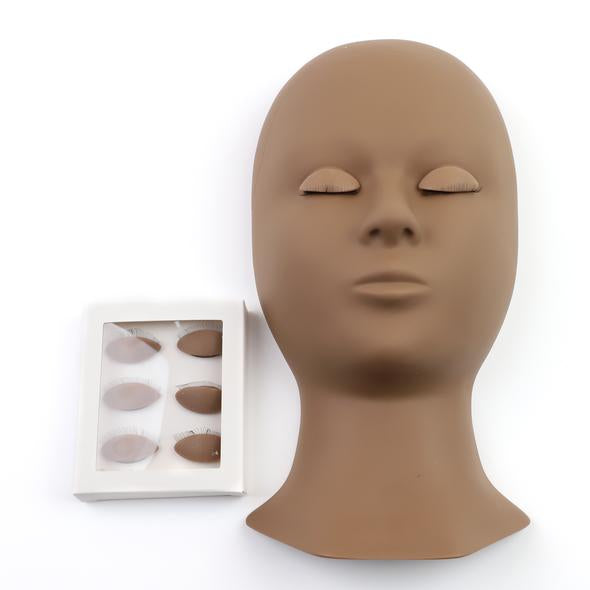 Eyelash extension training mannequin head with replacement eyelids - SENSELASHES 