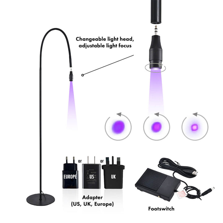 UV Lash Lamp with foot switch and interchangeable head, Sense Lashes