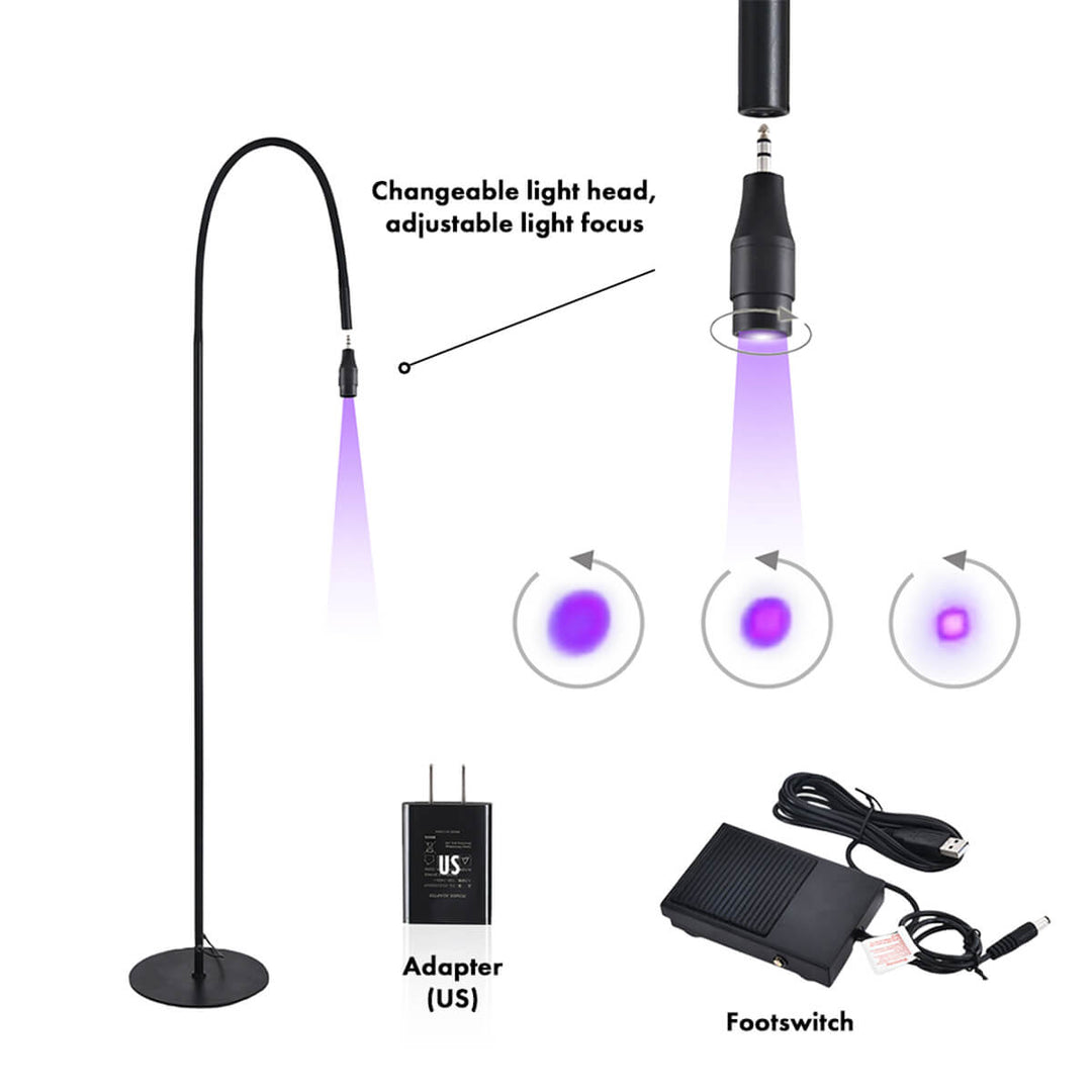 Sense Lashes Floor UV Lash Lamp with adjustable focus and foot switch, eyelash extension curing