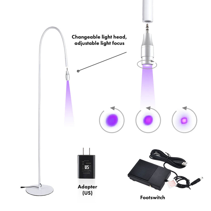 Sense Lashes UV Lash Lamp with changeable head, adjustable focus and foot switch